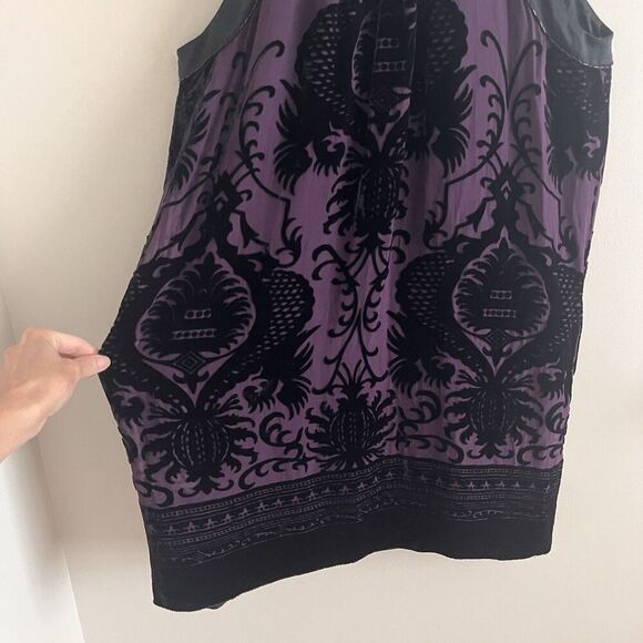 Vintage Max Studio Silk Burnout Velvet Mini Dress L Purple Whimsigoth Fairy - Picture 9 of 11